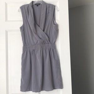 Express Light Gray Sleeveless Wrap Mini Dress